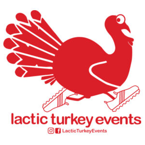 Lactic Turkey Logo - Small Red Print - Womens Maple Tee Design